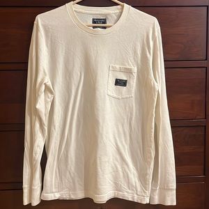 Abercrombie & Fitch White Logo Long Sleeve TShirt w/ Pocket - Size Medium